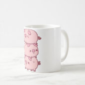 かわいい3匹の小さな豚が積み重ねられおもしろいた コーヒーマグカップ (正面右)