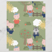 かわいい3匹の小さな豚紙シート (正面/裏面)