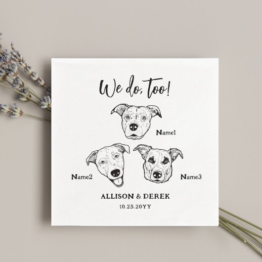 かわいい3匹の犬が私たちもやっ結婚ている スタンダードカクテルナプキン