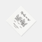 かわいい3匹の犬が私たち結婚の スタンダードカクテルナプキン (角)