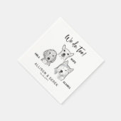 かわいい3匹の犬の顔ペット名結婚私たちも スタンダードカクテルナプキン (角)