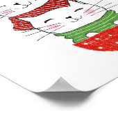 かわいい3匹の猫スタックカップホリデースカーフおもしろい ポスター (角)