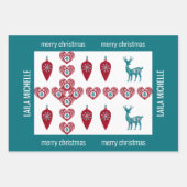 かわいい3名北欧クロススカンジナビアメリークリスマス ラッピングペーパーシート (正面2)