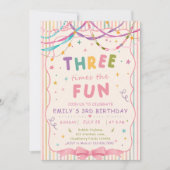 かわいい3回目の誕生日パーティー 招待状 (正面)
