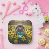 かわいい3月のヘビクビワとアクアマリン ハート ペーパープレート (パーティー)