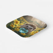 かわいい3月のヘビクビワとアクアマリン ハート ペーパープレート (傾斜あり)