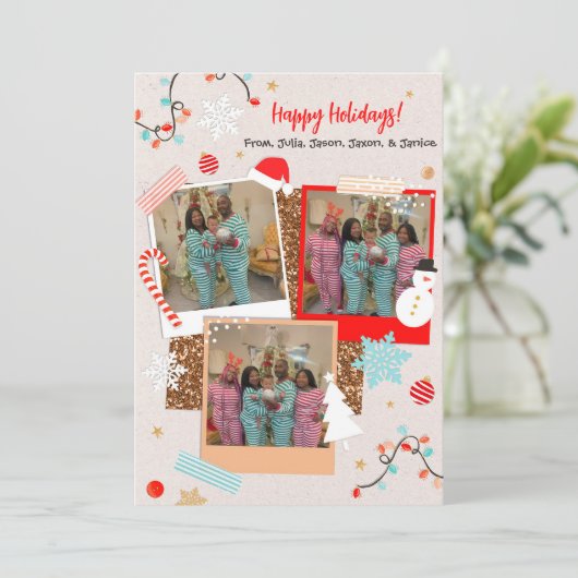 かわいい3枚のフォトホリデーカード シーズンカード (スタンド正面)