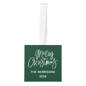 かわいい3枚の写真メリークリスマス キューブオーナメント (正面)