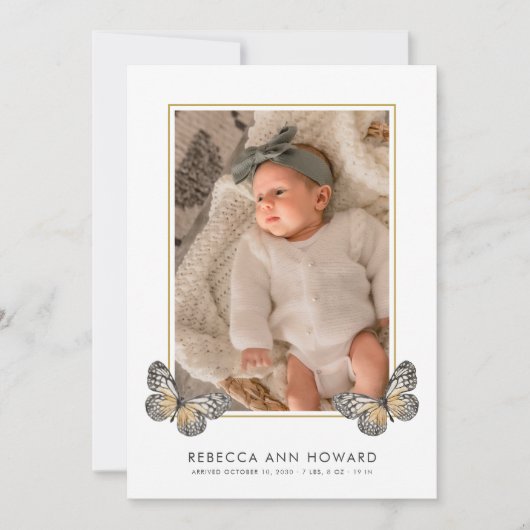 かわいい3枚フォトコラージュベビー誕生のお知らせ (正面)