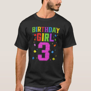 かわいい3歳の誕生日3歳ブロック建物女の子 Tシャツ