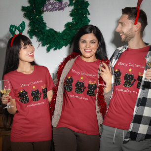 かわいい3猫クリスマスライトカスタム赤い休日 Tシャツ