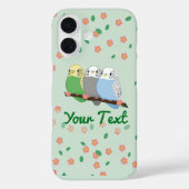 かわいい3羽のセキセイインコ 花柄 桜 Case-Mate iPhoneケース (裏面)