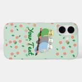 かわいい3羽のセキセイインコ 花柄 桜 Case-Mate iPhoneケース (裏面 (横))