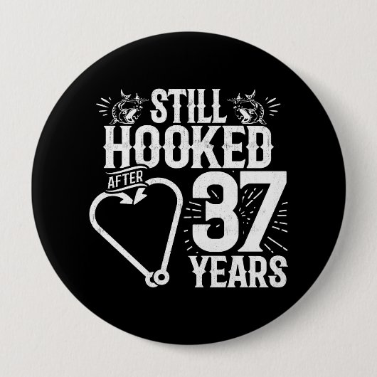 かわいい37周年記念結婚したカップル37年 缶バッジ (正面)