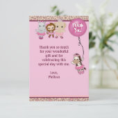 かわいい3.5" Tu Tuはx5"猿の女の子TTCは感謝していしています(平らな) サンキューカード (スタンド正面)