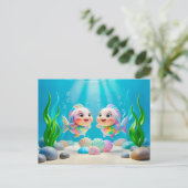 かわいい3Dうお座の魚 ポストカード (スタンド正面)