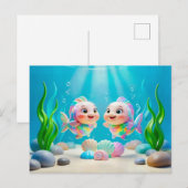 かわいい3Dうお座の魚 ポストカード (正面/裏面)