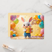 かわいい3Dうさぎ ハッピーバースデー カード (正面/裏面インサイチュ)