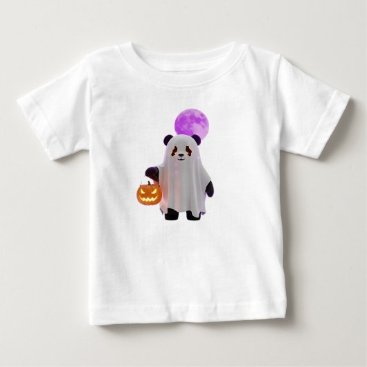 かわいい3Dおばけパンダとかぼちゃ ベビーTシャツ (正面)