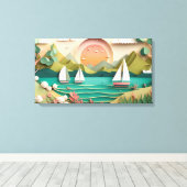 かわいい3dエフェクトビーチハウス キャンバスプリント (インサイチュ (ウッドフロア))