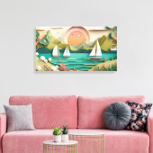 かわいい3dエフェクトビーチハウス キャンバスプリント (インサイチュ (リビング))