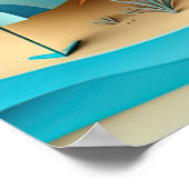 かわいい3dエフェクトビーチハウス ポスター (角)