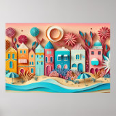 かわいい3dエフェクトビーチハウス ポスター (正面)