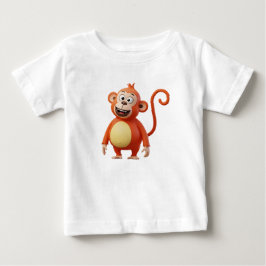 かわいい3Dオレンジのキャラクター・サル ベビーTシャツ