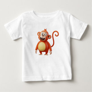 かわいい3Dオレンジのキャラクター・サル ベビーTシャツ