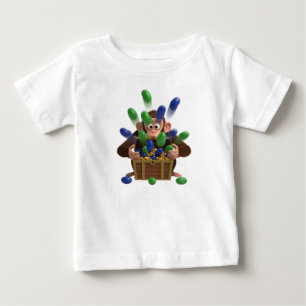 かわいい3Dキャラクターのサルが宝箱を開ける ベビーTシャツ