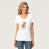 かわいい3Dキャラクターの犬のイラスト Tシャツ (正面フル)