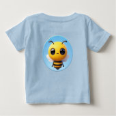 かわいい3Dキャラクターの蜂 ベビーTシャツ (裏面)