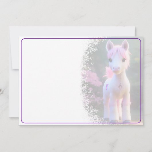 かわいい3Dスピリットポニー10誕生日招待状 招待状 (裏面)