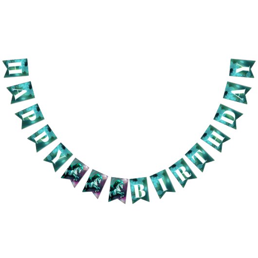 かわいい3Dスピリットポニー24ハッピーバースデーバブル バンティングフラッグ (全)