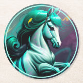 かわいい3Dスピリットポニー24 ラウンドペーパーコースター (正面)