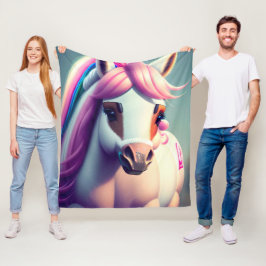 かわいい3Dスピリットポニー2 フリースブランケット