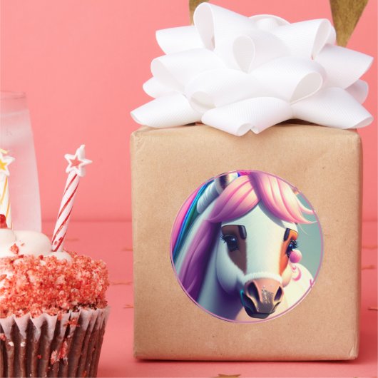 かわいい3Dスピリットポニー2 ラウンドシール (パーティー)