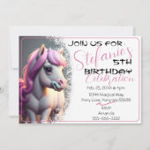 かわいい3Dスピリットポニー5誕生日招待状 招待状 (正面)