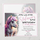 かわいい3Dスピリットポニー5誕生日招待状 招待状 (正面/裏面)