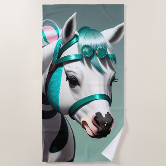 かわいい3Dスピリットポニー7 ビーチタオル (正面)