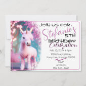 かわいい3Dスピリットユニコーンポニー15誕生日招待状 招待状 (正面)