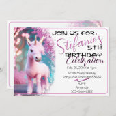 かわいい3Dスピリットユニコーンポニー15誕生日招待状 招待状 (正面/裏面)