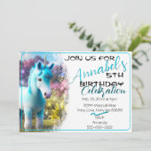 かわいい3Dスピリットユニコーンポニー23誕生日招待状 招待状 (スタンド正面)