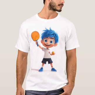 かわいい3Dピンポン少年遊の卓球 Tシャツ