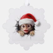 かわいい3Dモンキー オーナメントカード (裏面)