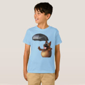 かわいい3Dユニバース傘つき可愛い犬 Tシャツ (正面フル)