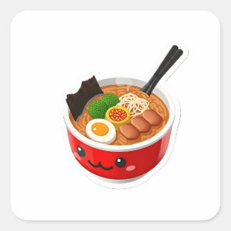 かわいい3Dラーメン丼 かわいい日本食のステッカー スクエアシール