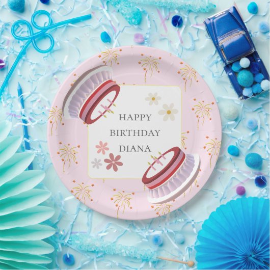 かわいい3Dレイデザートアートワーク女の子誕生日 ペーパープレート (パーティー)