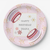 かわいい3Dレイデザートアートワーク女の子誕生日 ペーパープレート (正面)
