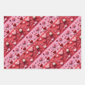 かわいい3Dレッドピンクハートキャンディバレンタインデー ラッピングペーパーシート (正面)